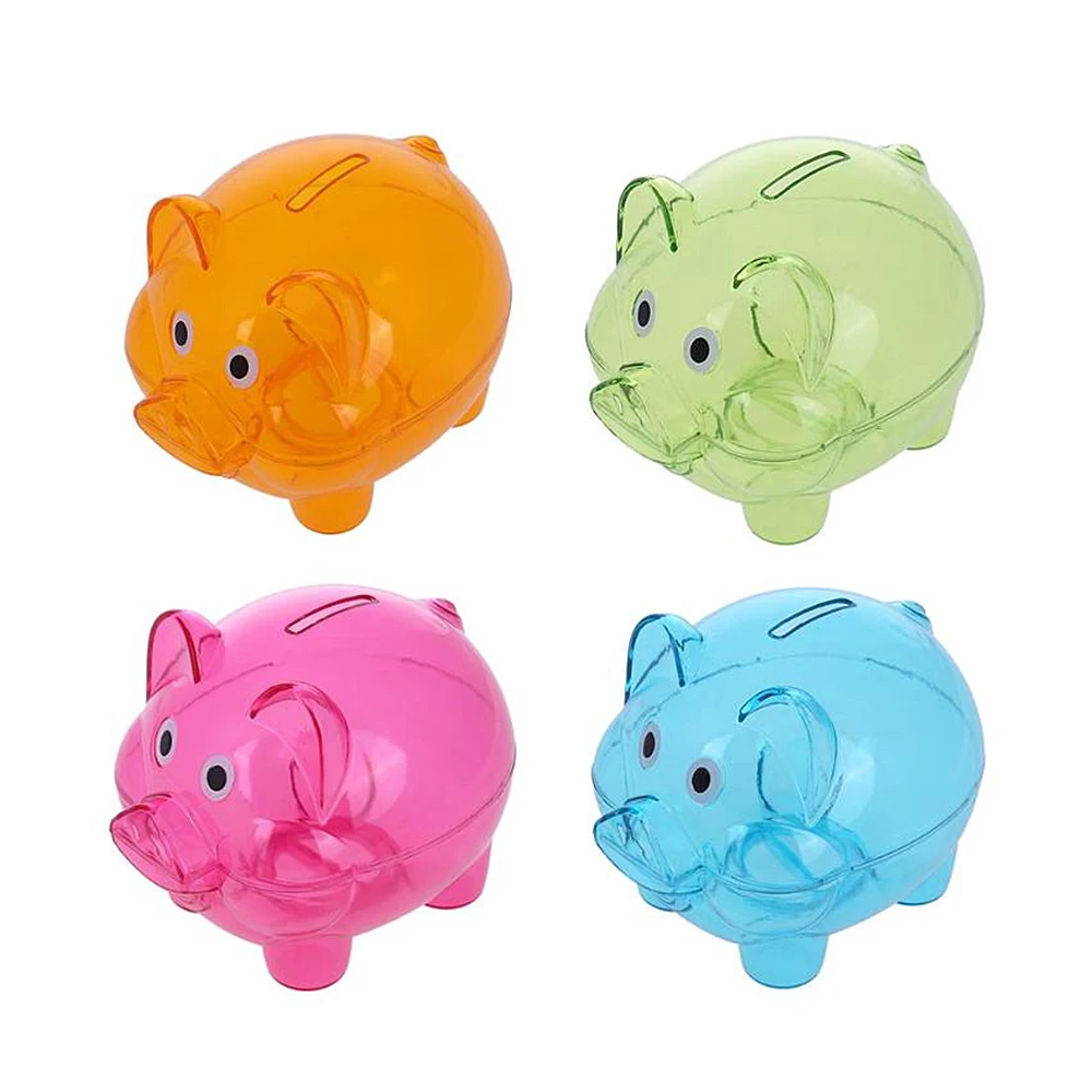 Прозрачный пластиковый ящик для экономии денег, коробка для монет, мультяшная свинья, в форме копилки, коробка для монет, мультяшная свинья, в форме подарка