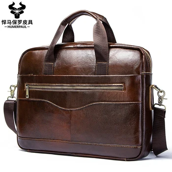 

Men Briefcases Lawyer Genuine Leather Handbag Vintage Laptop Briefcase Male Computer Shoulder Bags Casual Men's Bag Documents