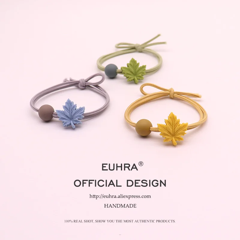 EUHRA 5 цветов кленовый лист с бисером для девочек ручной работы женские эластичные резинки для волос Детские резинки высокая эластичность