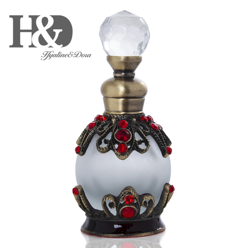 

H&D 15ml Elegant Glass Refillable Perfume Bottle Figurine Retro Empty Essential Oil Container Home Wedding Decor Lady's Gift