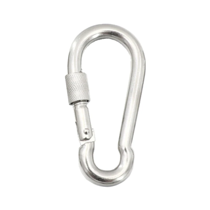 304 Mosquetão de aço inoxidável, Camping Hook Use para escalada, Chaveiro Snap Hook de alta resistência, Vários modelos