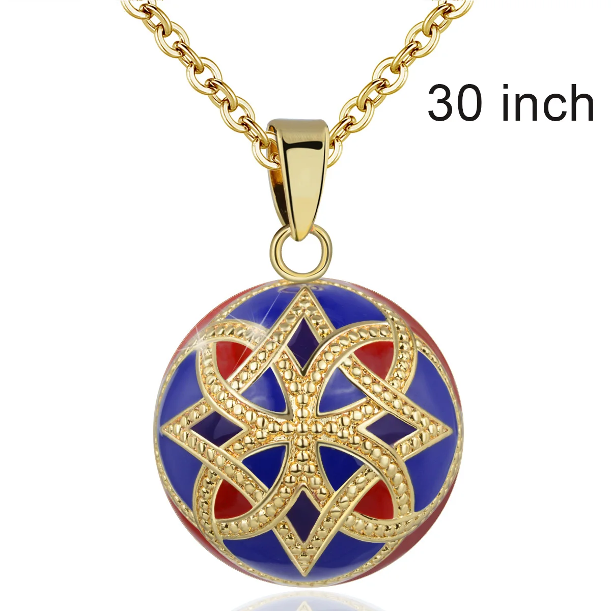 with 30 inch Chain Eudora, оригинальное, темно-синее, красное, цветное ожерелье, беременность, бола, шар, подвеска с кельтским узлом, роскошные ювелирные изделия для женщин, подарок для душа - Окраска металла: with 30 inch Chain