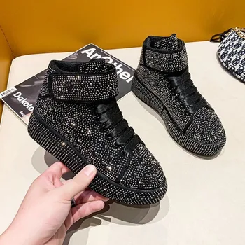 

Platform Boots For Women 2020 Winter Chunky Ankle Boots Luxury Designers Ladies Plush Sneakers Fashion Woman Shoes Crystal Boots