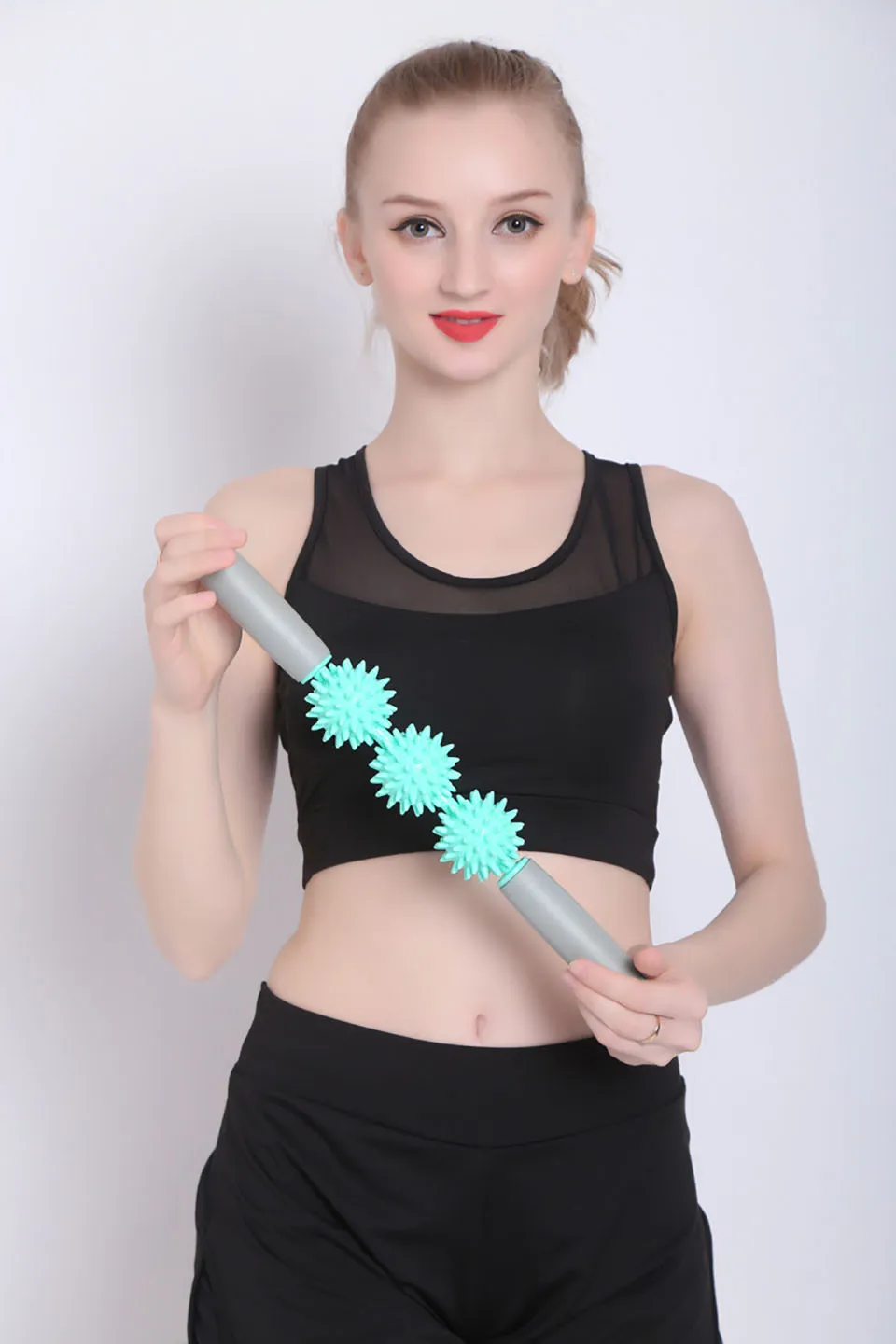 18inch Gym Muscle Massage Roller Yoga Stick Muscle Body Massage Relax Tool Muscle Roller Sticks with Point Spiky Ball