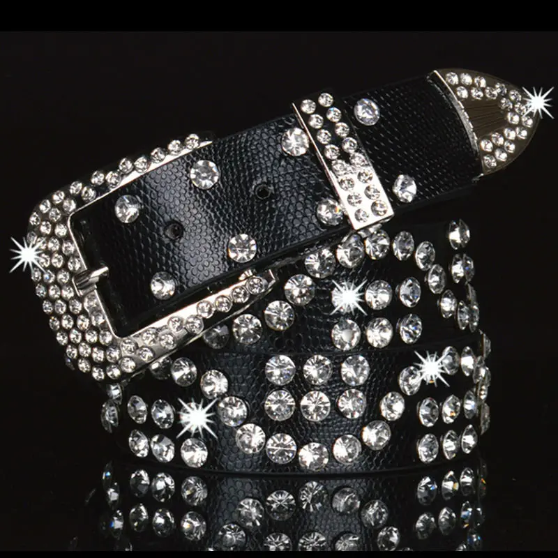 

Women and men belt rhinestone teenage Waistband belts 2021 new matel Buckle black belts boys