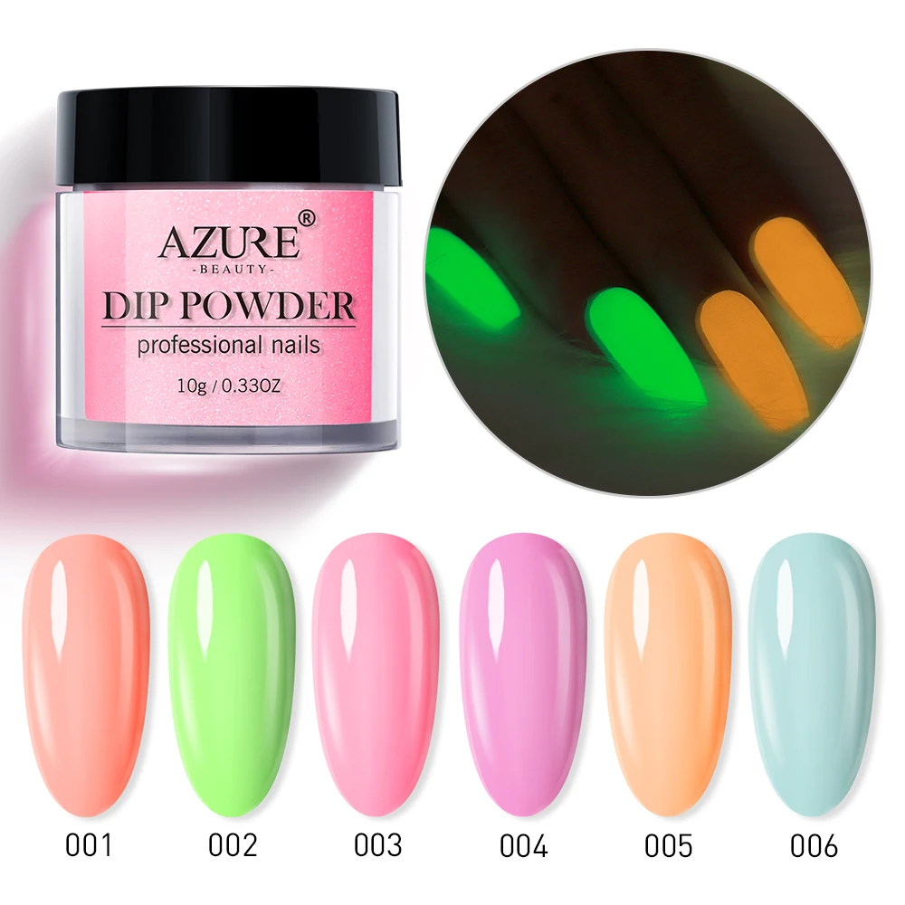 

Azure Beauty Luminous Glitter Dipping Powder Nail Art Holographic Gradient Color Dip Powder Fluorescent In Dark Glitter Powder