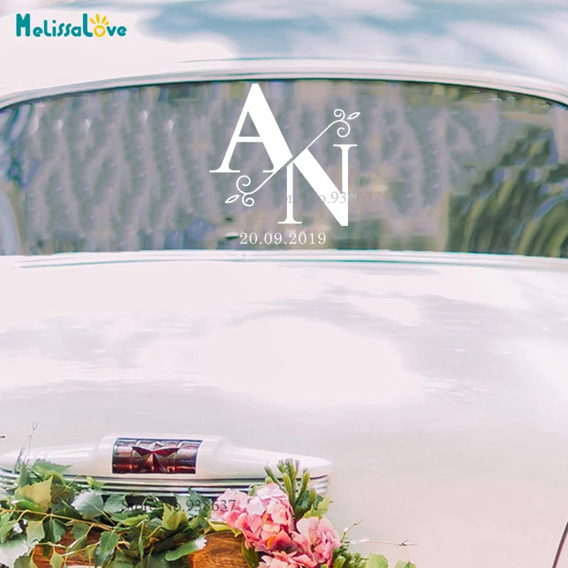 Description Picture 5 of itemSplit Monogram Wedding Car Window Decal Initial And Date Wedding Reception Party Sign Welcome Removable Vinyl Stickers BA344