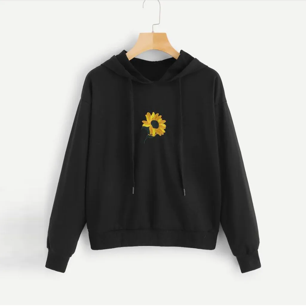 

Fashion Women hoodies Long Sleeve Sweatshirt Hoodie Sunflower Print Pullover Top Blouse moletom feminino tumblr moletom kpop