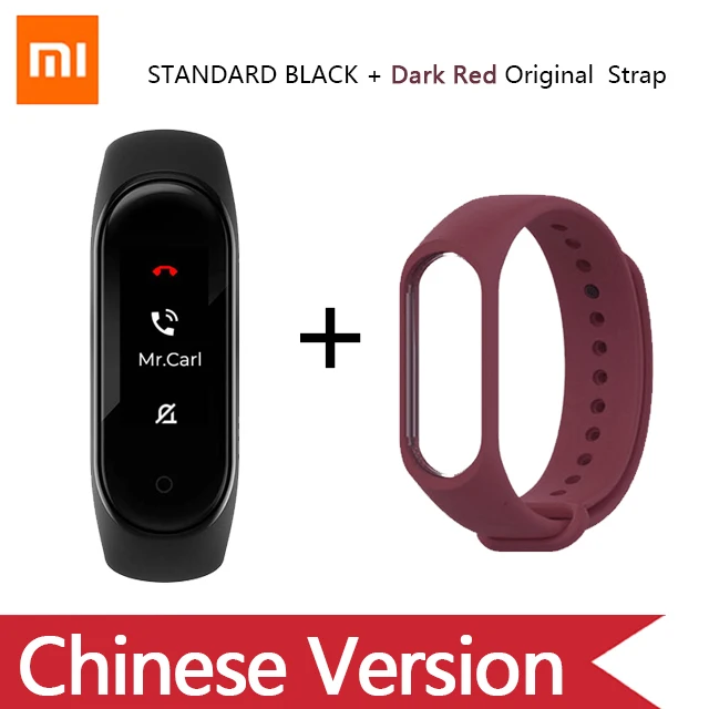 Умный Браслет OriginalXiao mi Band 4 на английском, испанском и русском языках, 3 цвета, AMOLED экран, mi band 4, Smartband, fitness Traker - Цвет: Red original strap