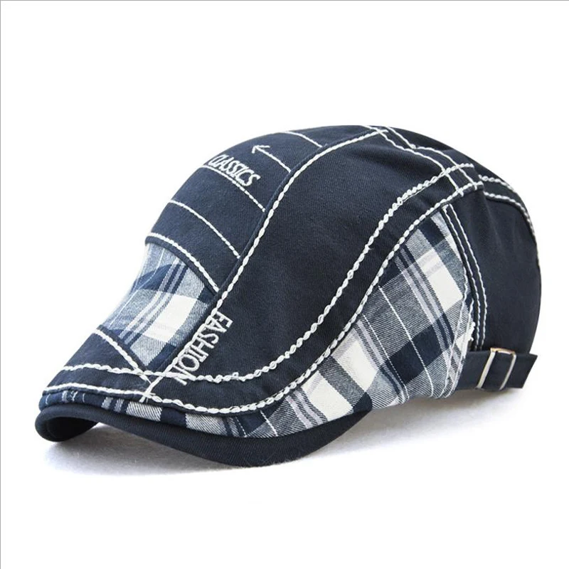 [JAMONT] Mens Womens Duckbill Cap Ivy Cap Driving Sun Flat Cabbie Newsboy Hat Unisex berets - Color: As shown