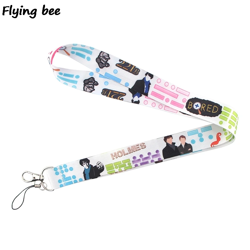 

Flyingbee Fashion Sherlock Lanyard Keychain Keys Holder Women Strap Neck Lanyards for Keys ID Card phone lanyard X0366