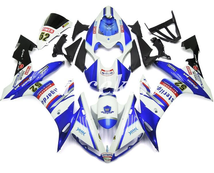 Литьевая Форма ABS мотоцикл обтекатель комплект подходит для YAMAHA YZF-R1 2004 2005 2006 r1 04 05 06 корпус набор черный матовый - Цвет: white blue