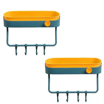 

2Pcs Punch Free Storage Rack Detachable Storage Shelf Towel Holder with Hook Kitchen Drying Rack for Home Kitchen Bathroom