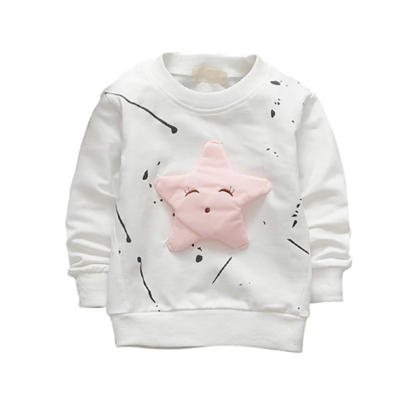 Коллекция года, детский весенне-осенний хлопковый свитер с длинными рукавами Повседневный пуловер со звездами Одежда для мальчиков и девочек - Цвет: Белый