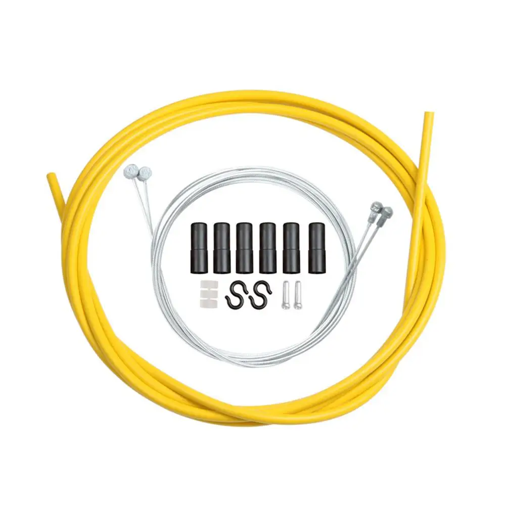 Yellow Brake Cable 2 метра провода для велосипедного тормоза комплекты кабелей кабель переключения провода шифтеры линия корпус костюм для MTB дорожный Запчасти для велосипедов с колпачками - Цвет: Yellow Brake Cable