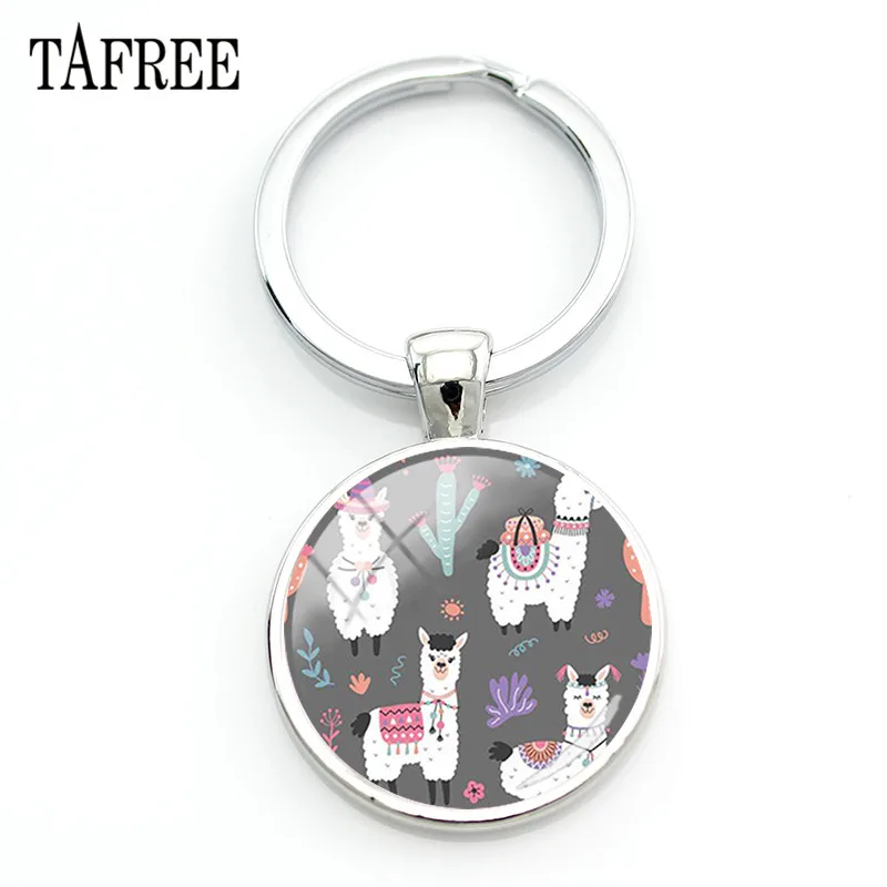 Брелки TAFREE с белой ламой альпака цепочки для ключей очаровательные кольца со