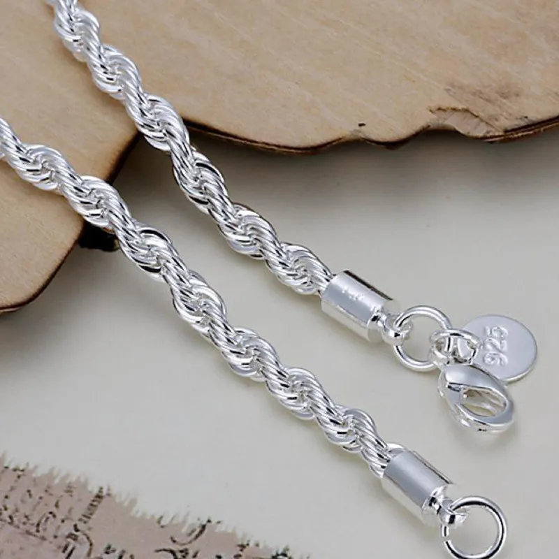 4MM Unisex twisted bracelet Wristband Bracelets&Bangles Fashion Jewelry For Gifts bracelet jewelry