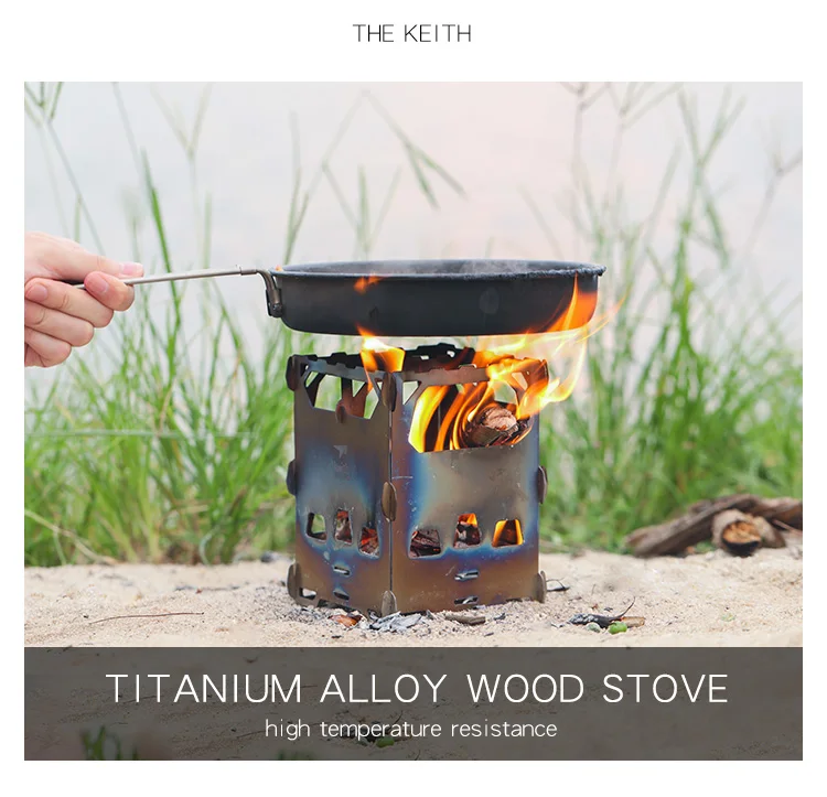 Fogão a Lenha de Titânio Acampamento ao ar Keith Livre Ultra Leve Portátil Mini Fogão Aquecimento Grill Ti2201 3 Keith ti2201 fogão a lenha de titânio