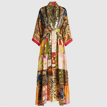 

Spring Autumn African Dresses For Women 2020 Fashion Robe Long Dress Floral Print Bazin Vestidos Dashiki Party African Clothes