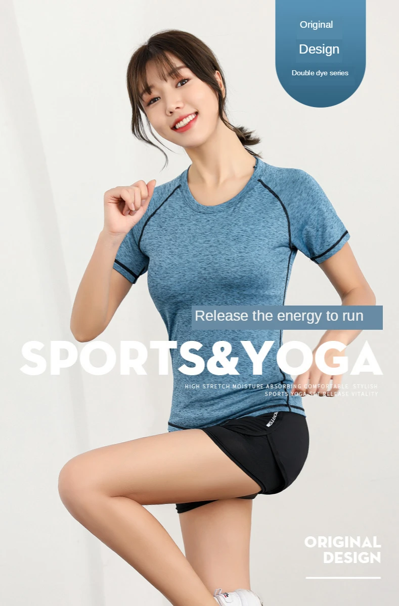 Women Short Sleeve Sexy Yoga T Shirts Solid Sports Quick Dry Fitness Gym Tops Running Breathable Cloth