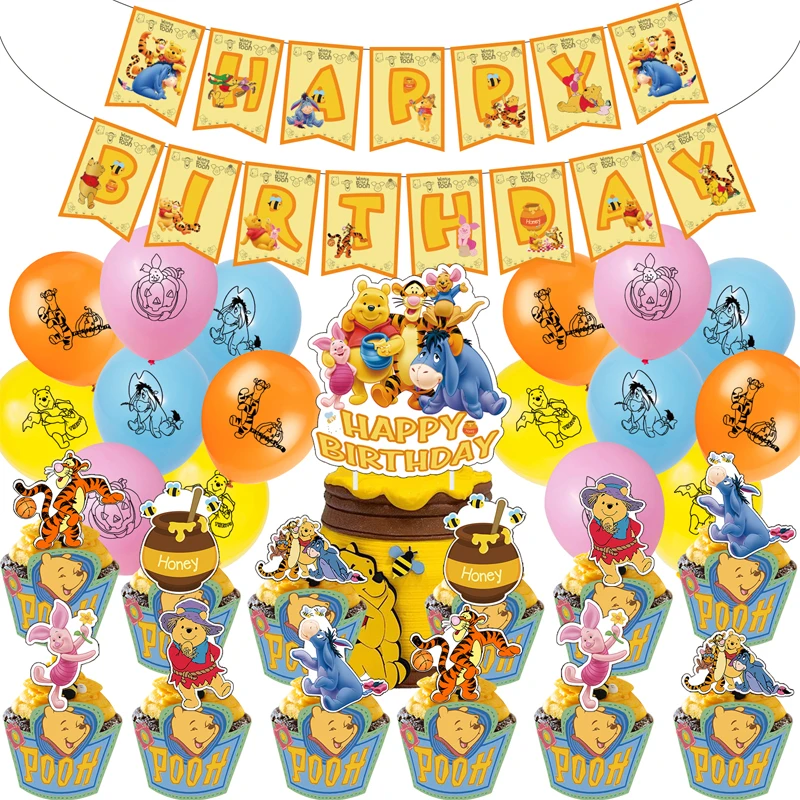 1 Ensemble De Ballons En Latex Joyeux Anniversaire Banderoles Winnie L Ourson Fournitures De Decoration Pour Mur De Mariage Fete D Anniversaire Pour Enfants Aliexpress