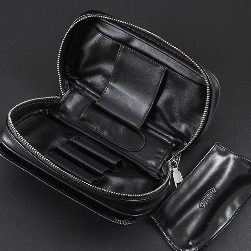 Новинка 1 шт. кожаная трубка чехол для табака с 3 карманами труб черный|tobacco pouch