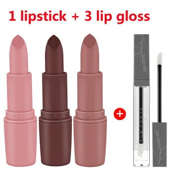 

3Pcs Matte Lipstick Set Waterproof Nude Makeup Sexy Lip Stick Long Lasting Moisturizing Clear Lip Gloss Liquid Korean Cosmetics