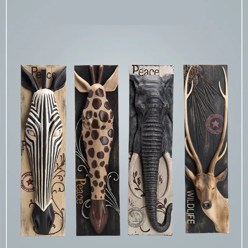 Американский лось, слон, жираф, Зебра, 3D стерео настенный Декор для дома, искусство, бар, отель, голова животного, настенное украшение, Фреска R3375