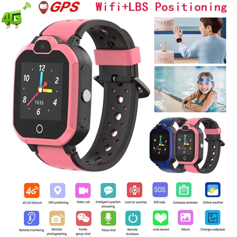 Детские Смарт-часы 4G GPS Wifi LBS сенсорный экран SOS SIM телефонные звонки