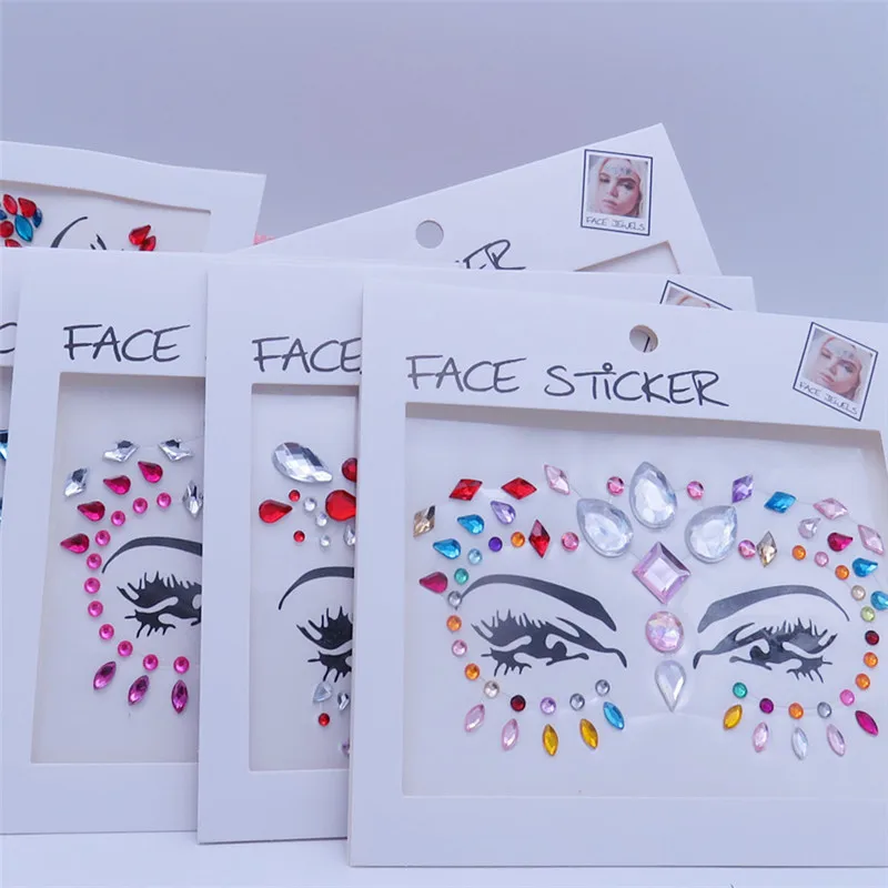 

Fashion Colorful Drills Eyebrow Crystal Face Stickers For Women Wedding Birthday Masquerade Diy Jewelry Rhinestone Stickers