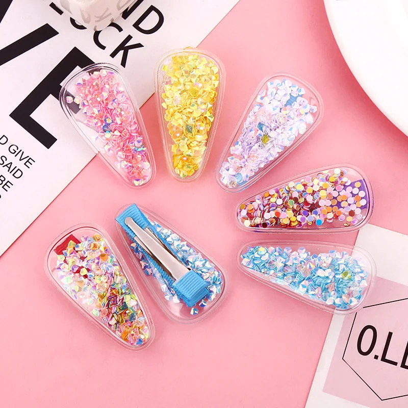 

Korean-Style New Style Multi-color Quicksand Transparent Clip Children's Hairclip PVC Side Clip Baby BB Side Clip Headwear