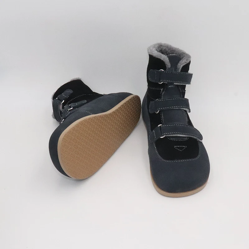 TipsieToes Top Brand Barefoot Genuine Leather Baby Toddler Girl Boy Kids Shoes For Fashion Winter ZigZig Sole Boots