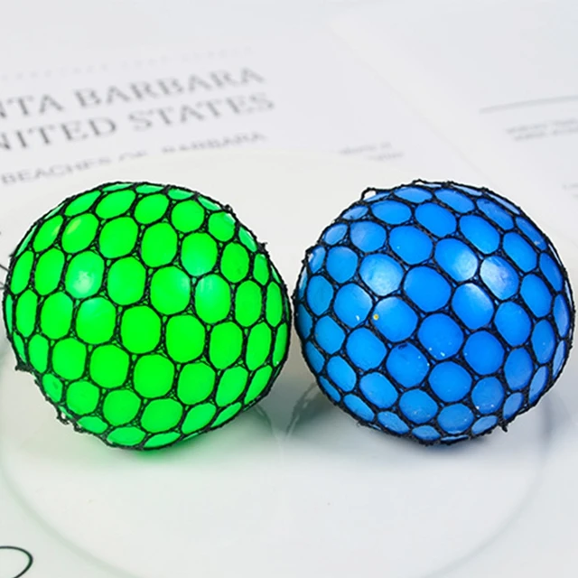 4Pcs/Set Stress Relief Toys Mesh Squishy Grape Balls with Net Squeeze out Mini Balls for Children Adults Random Color 6