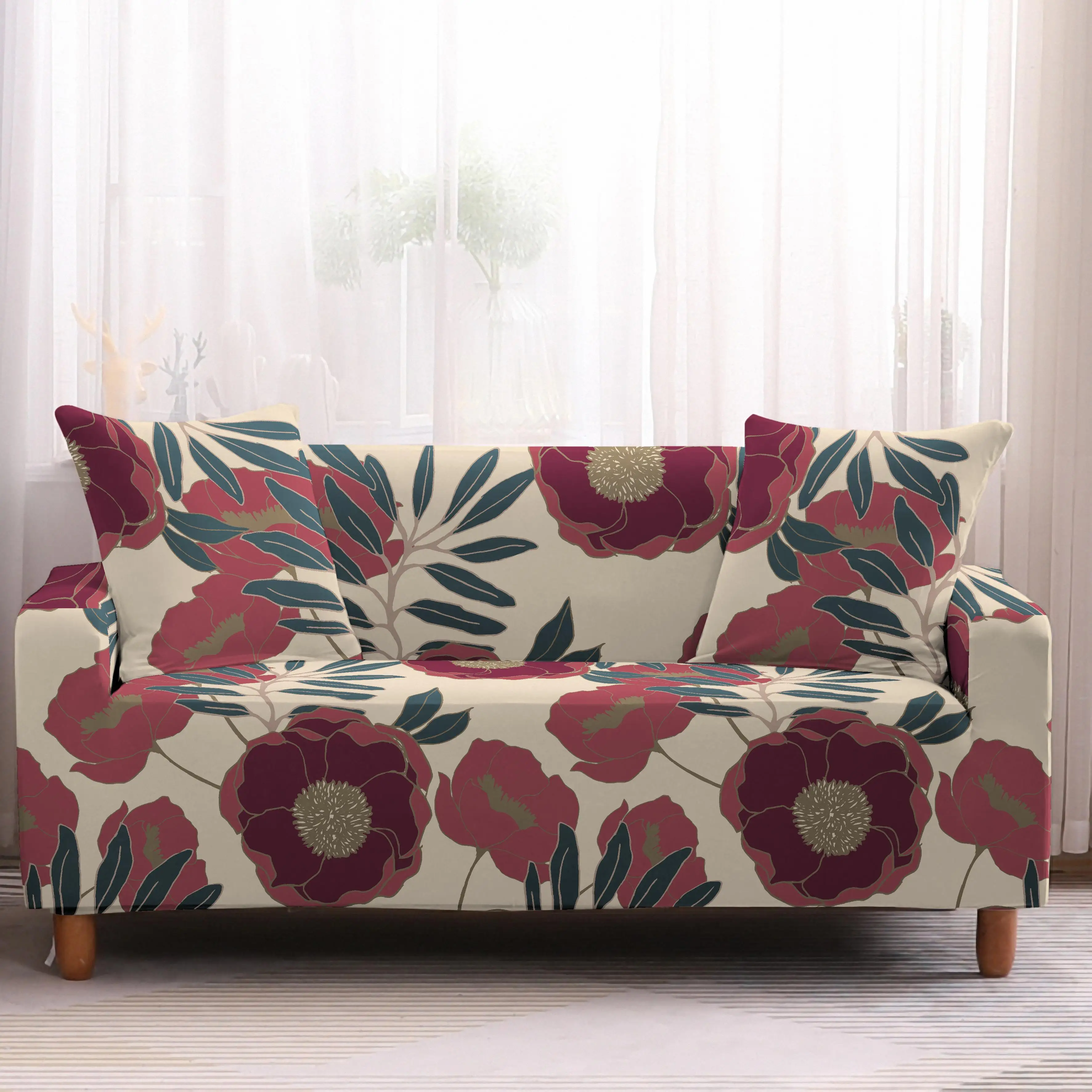 Цветочный чехол для дивана, эластичные чехлы для мебели, чехлы для дивана для гостиной, чехол для дивана, спандекс, диван - Цвет: 4
