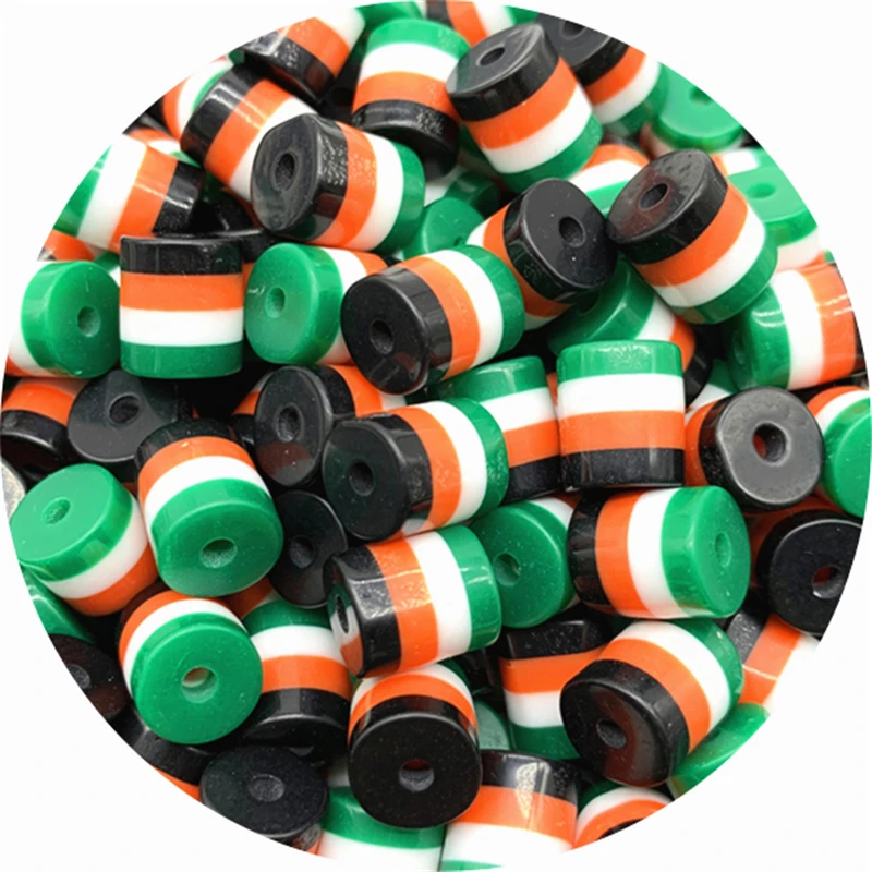 DICOSMETIC 100 Pezzi Rasta Jamaica Perline Per La Creazione Di Gioielli 12 X 10,5 Mm Resina Strisce Perline Rosso Giallo Verde Tamburo Perline Con 6 Mm Foro Per Bracciali Collane