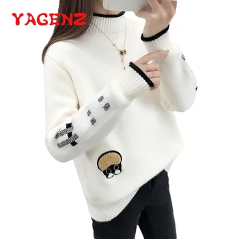 

YAGENZ Women Sweaters Autumn Winter Tops Korean Slim Women Pullover Turtleneck Knitted Sweater Jumper Soft Warm Pull Femme 871