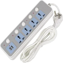 

EU Power Strip With 2 USB Portable Extension Socket US/ UK /AU Plug 2 m Cable AC Power Travel Adapter USB Smart Phone Charger