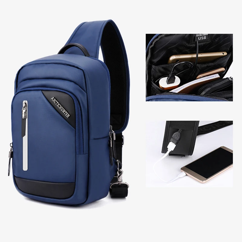 Мужская нагрудная Сумка Многофункциональная модная usb зарядка