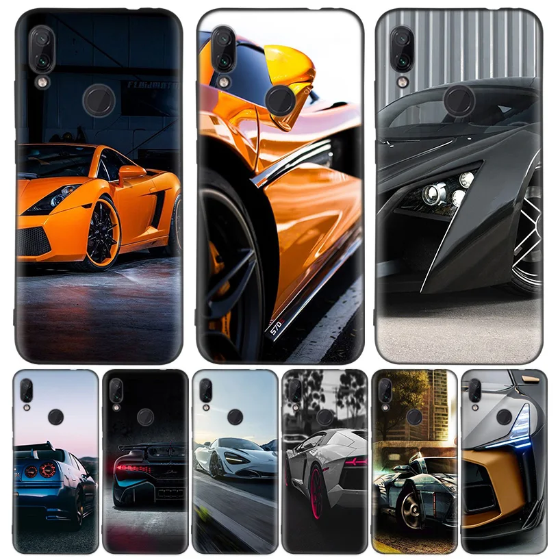 Спортивный автомобиль черная крышка чехол для телефона для Xiaomi Redmi Note фотоаппаратов моментальной печати 8 7 7S 7A 6 S2 GO K20 Pro 6A mi 6X 5X A1 CC 9 8 Coque
