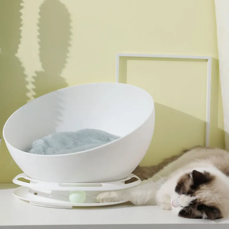  Round Play Cat Bed House Soft Long Plush Cat Bed Round Pet Dog Bed For Small Dogs Cats Nest Winter 