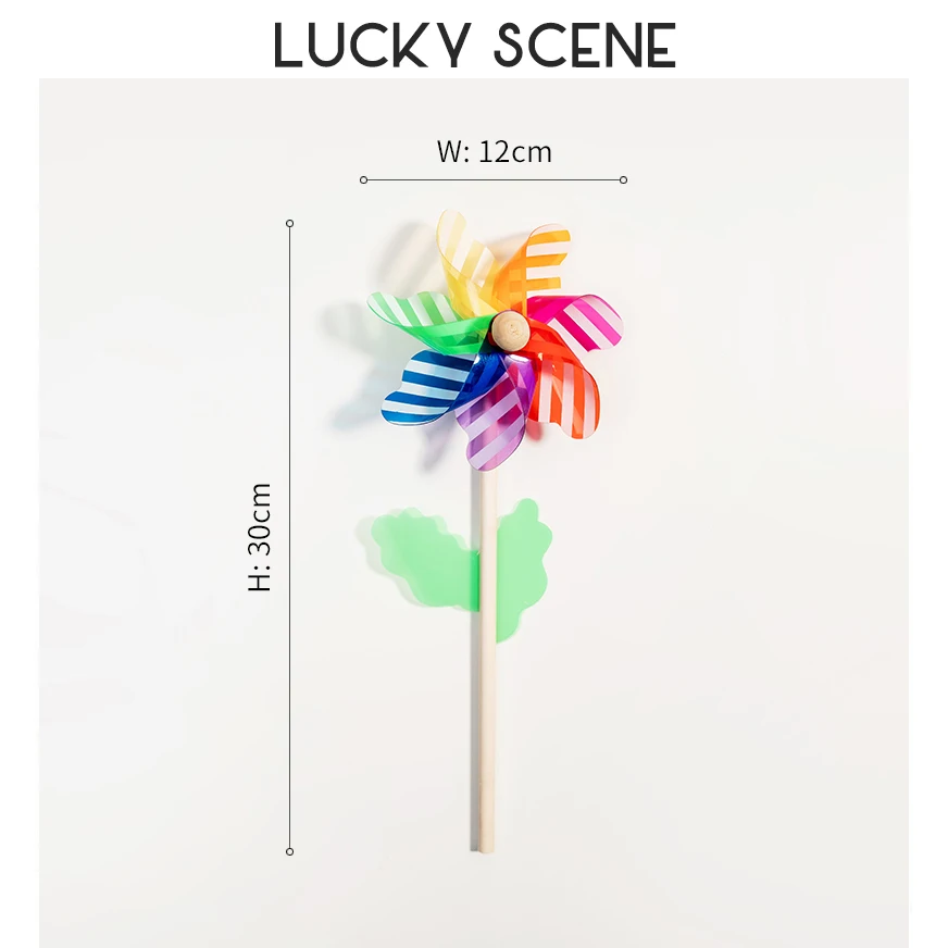 Children's Wooden Pole Windmill Colorful Plastic Toys Outdoor Decoration