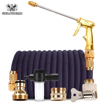 

High quality garden hose magic telescopic flexible plastic hose car wash hose metal spray gun outdoor garden watering supplies