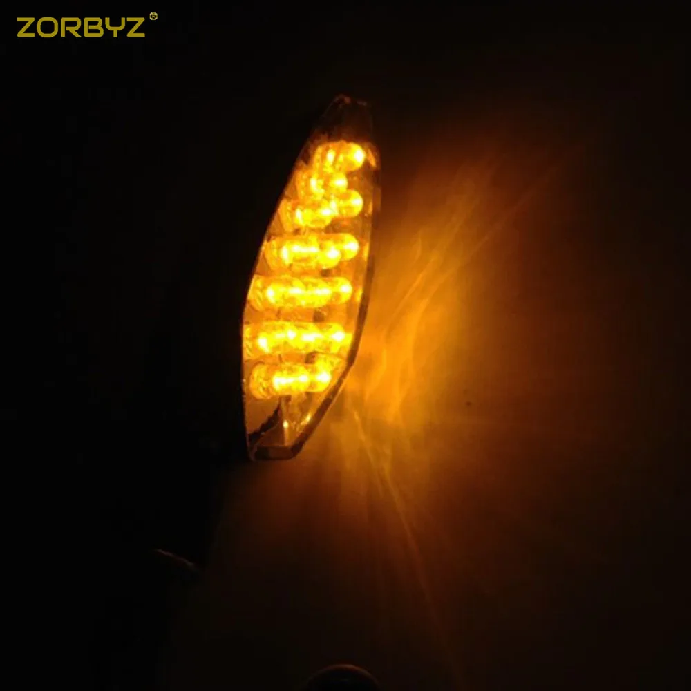 ZORBYZ 1 пара мотоцикл черный 12 В 15 светодиодный указатель поворота светильник мигалка Индикатор с Янтарный светильник для Honda Yamaha Suzuki Kawasaki