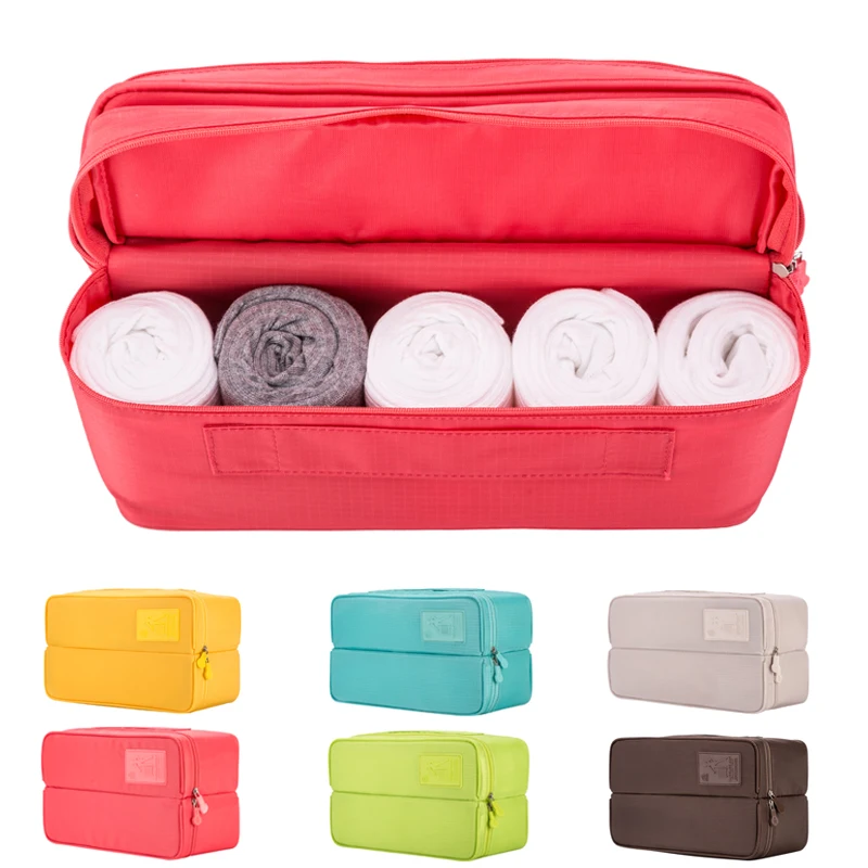 

Double Open Travel Storage Bag Multi-functional Underwear Socks Tidy Organizer Closet Clothes Sorting Pouch