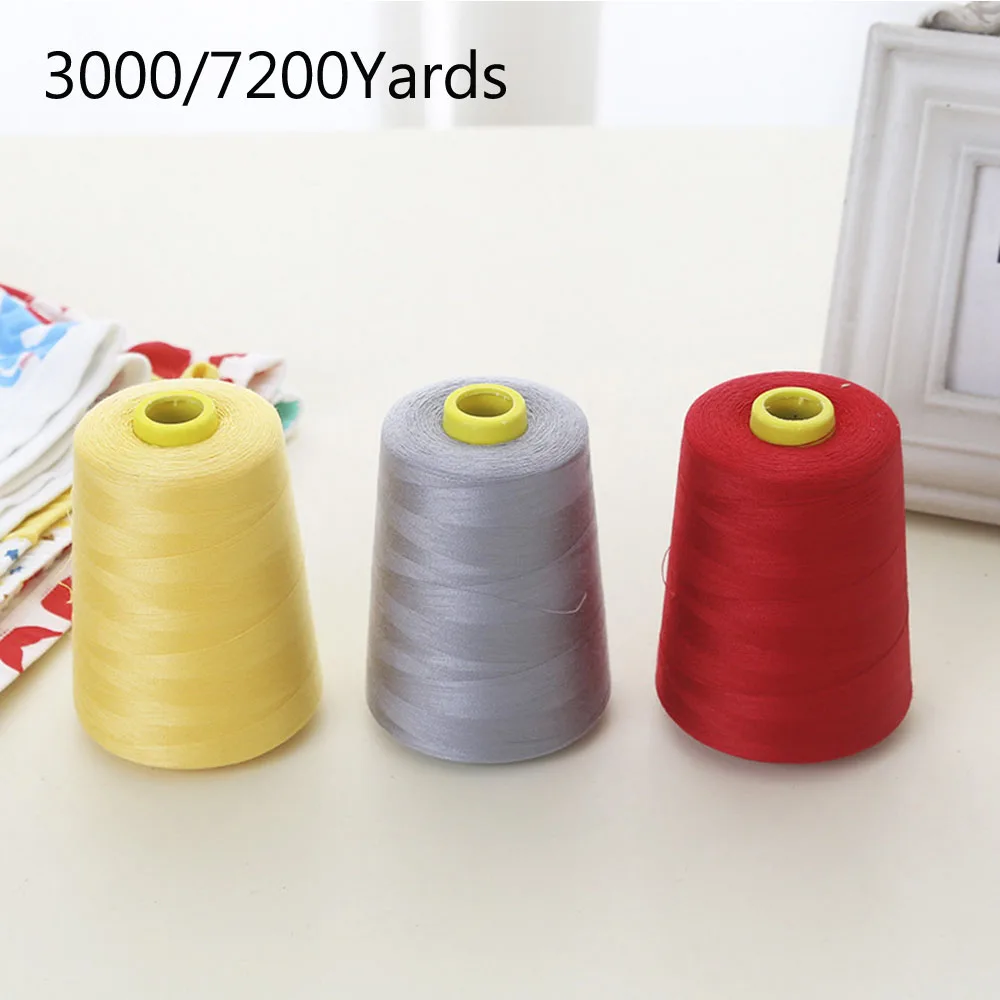

3000/7200 Yards Polyester Sewing Thread Overlock Cone Multifunctional Spool for DIY hand stitching sewing Machine manual Line