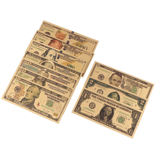 Colored American Gold Banknote 5 Dollar Banknote Fake Money Value Souvenir  Gold Plated For Collection Gifts 10pcs/lot - Gold Banknotes - AliExpress