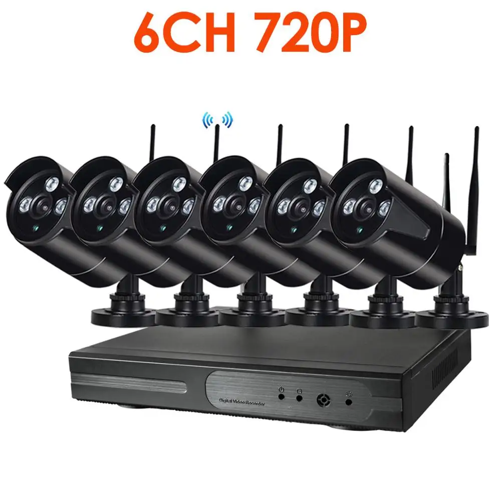 PlugandPlay 8CH Audio1080P HD Беспроводной NVR комплект P2P 720P Крытый Открытый ИК Ночное Видение безопасности аудио IP камера wifi CCTV система - Цвет: 6CH 720P WIFI KIT