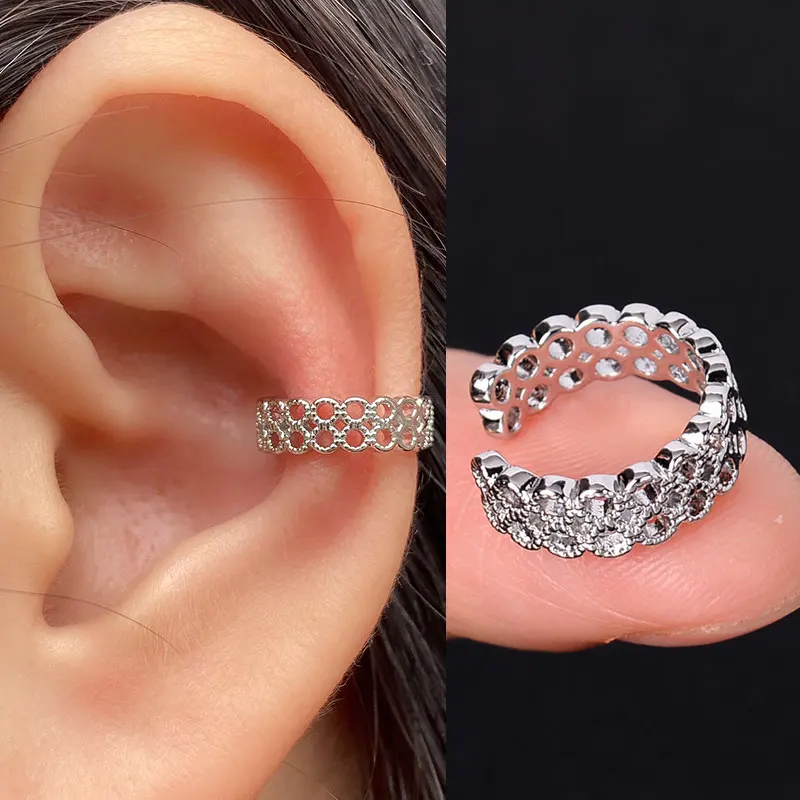 1 Pc Stackable Cuff Wrap Clip On Earrings Women Girls Climber Ear Cartilage Bone Clips Fake Earing Non Piercing Without Holes 