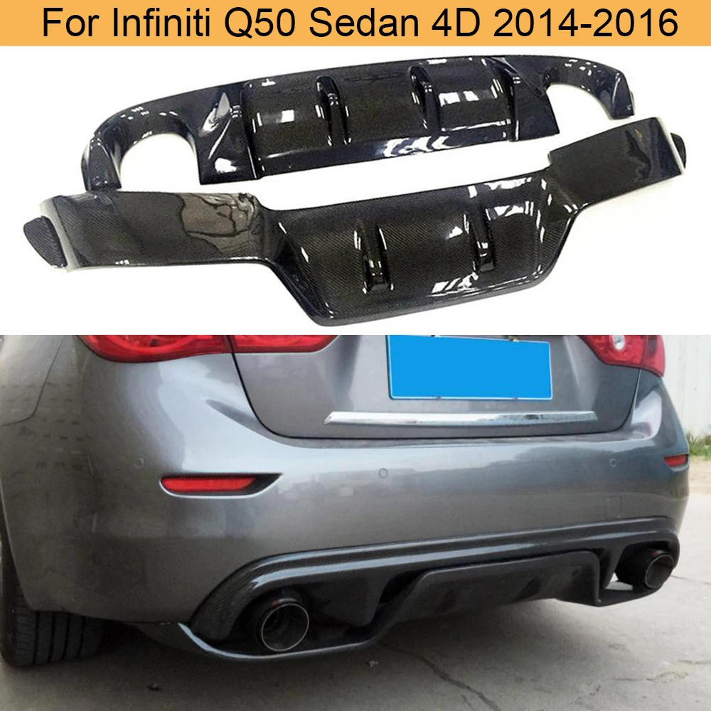 NINTE Rear Bumper Diffuser for Infiniti Q50/Q50S 2014-2017,Gloss Black ABS Material Bumper Chin Lip Protector Spoiler Body Kits Modification