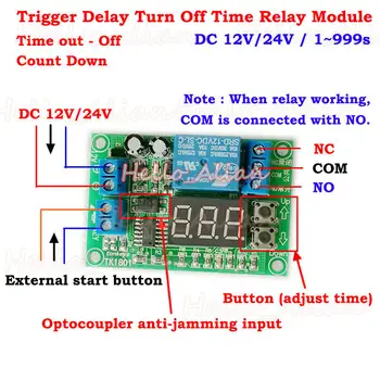 

1-999 seconds DC 12V Relay 24V Relay Digital LED Trigger Countdown Timer Delay Turn Off Time Relay Switch